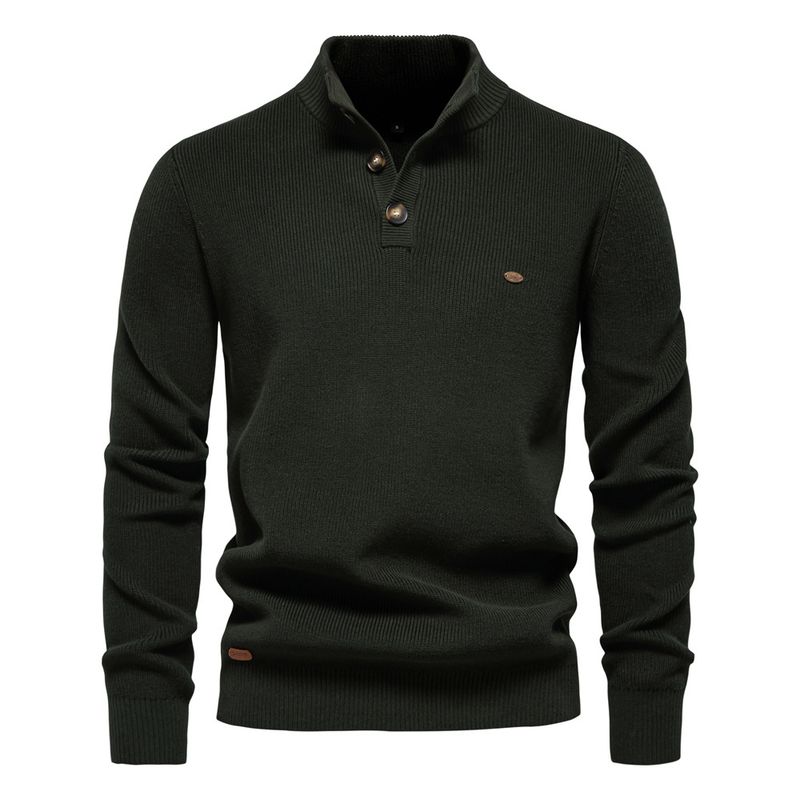 Nieuwe herfst- en wintertrui voor heren in Europese maat, heren met lange mouwen, halve rits, opstaande kraag, effen kleur, casual trendtrui die bij elkaar past_voghion.com