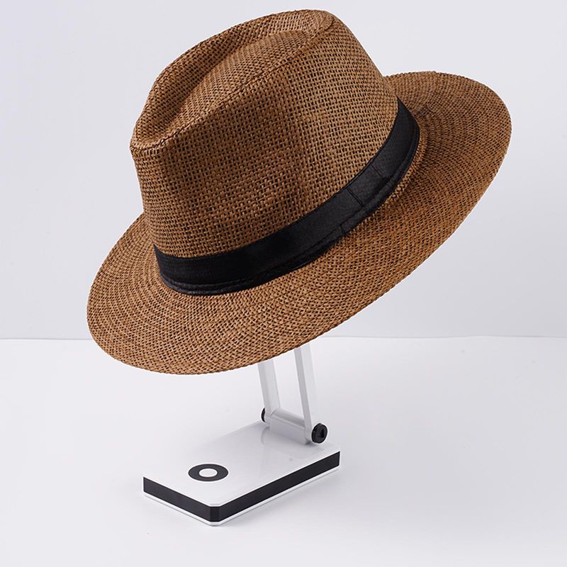 Neu eingetroffen Mode Sommer Casual Unisex Strand Große Krempe Jazz Sonne Panama Papier Stroh Frauen Männer Cowboy Fedora Hut Gangster_voghion.com