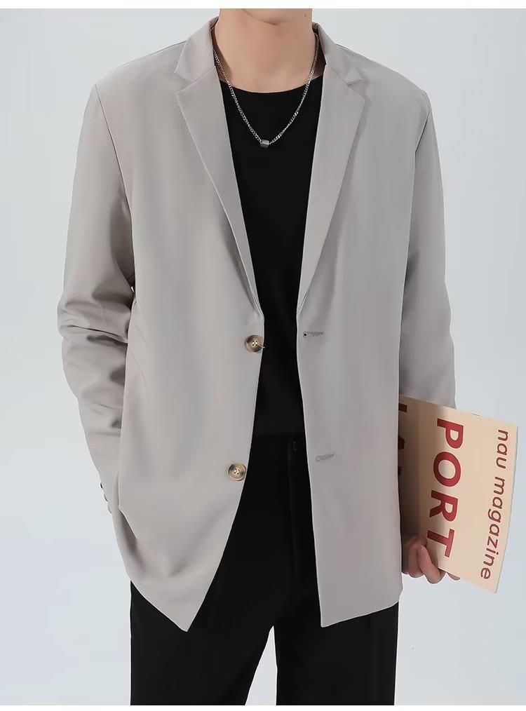 Veste blazer slim en velours côtelé pour homme - Veste de costume décontractée à simple boutonnage avec revers crantés, style décontracté, printemps-automne_voghion.com