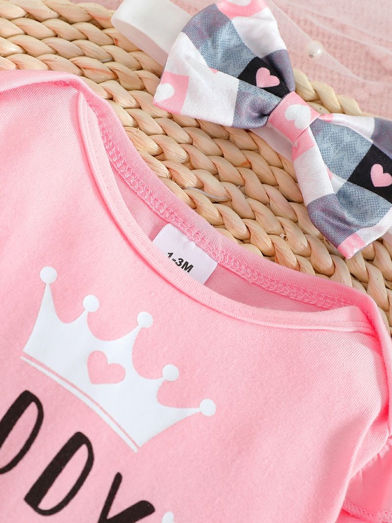 Abbigliamento per bambini Esclusivo nuovo completo da neonato con top attillato stampato in cotone e pantaloni a quadri_voghion.com