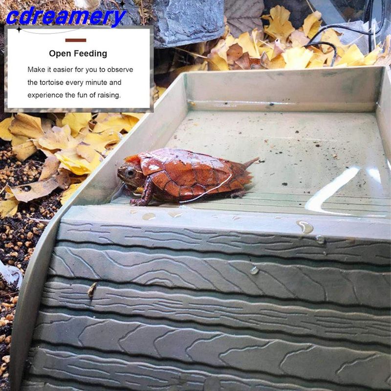 Turtle Bathing Pool Feeding Dish Durable Reptile Water Bowl For Box Turtles Frogs And Pets Easy To Clean Habitat Accessory_voghion.com