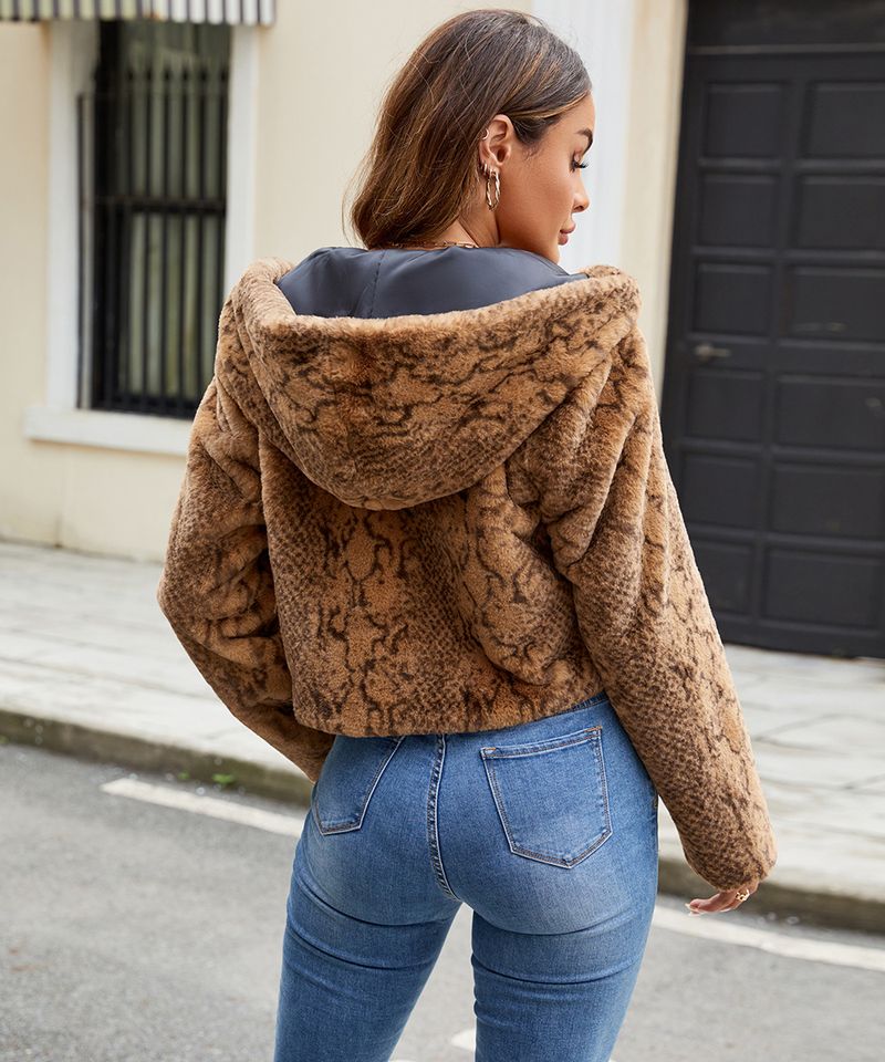 Modischer Kunstpelzmantel mit Kapuze und Leopardenmuster – Plüsch-Kurzjacke für Damen, Winter- und Herbststil_voghion.com