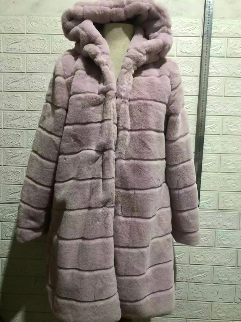 Women's clothing loose large size rabbit plush thickened hooded women's mink fur jacket_voghion.com