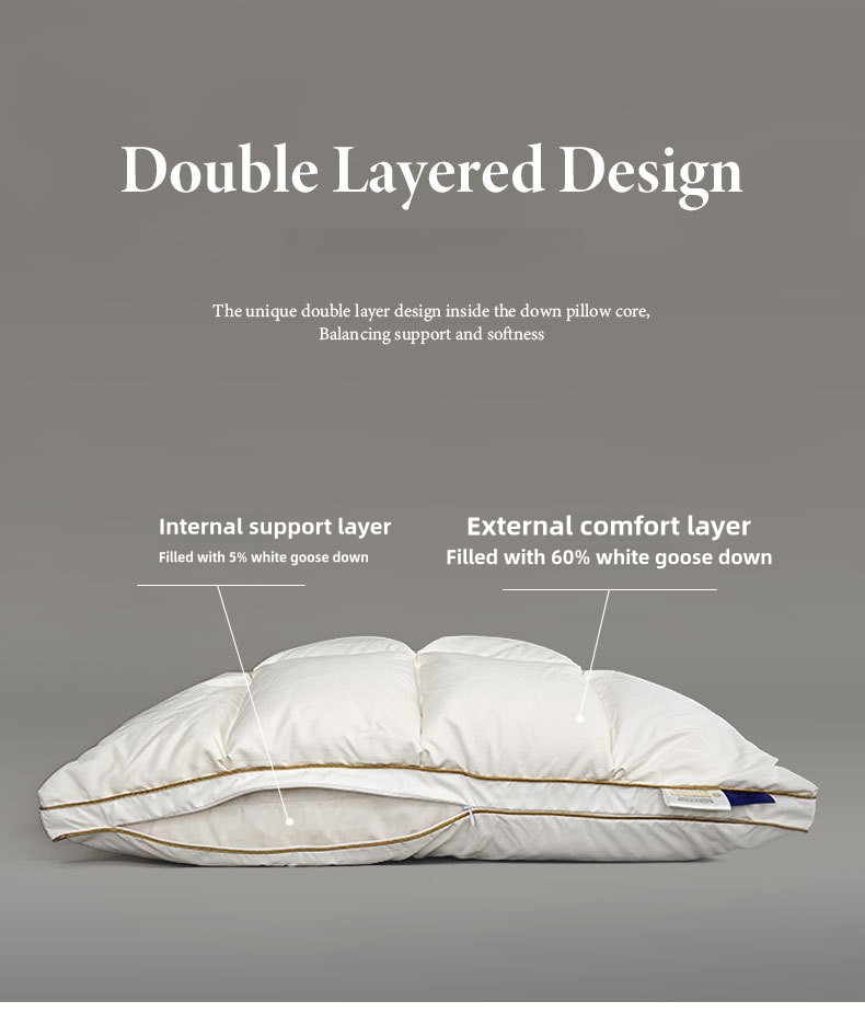 Down Mulit Layer Soft Pillow Core Duck Down Goose Down Pillow_voghion.com