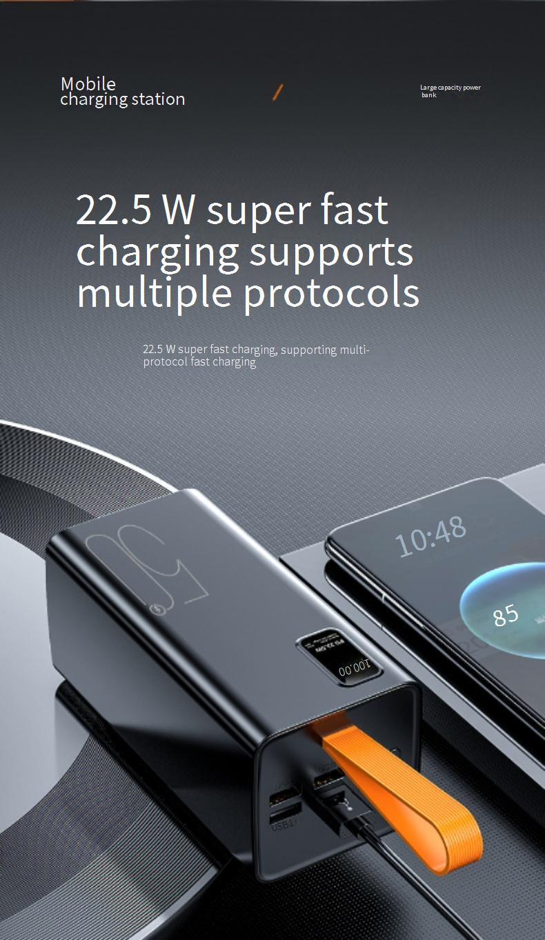Power Bank di grande capacità da 50.000 mAh con più porte USB, ricarica rapida da 22,5 W, display digitale esterno da 50.000 mAh._voghion.com