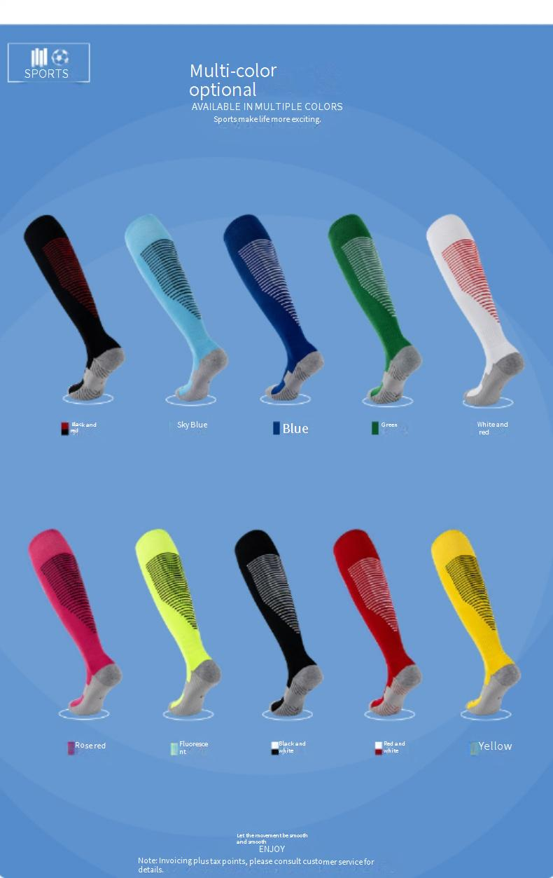 Calzini da calcio da uomo, antiscivolo, con fondo in asciugamano, spessi, assorbenti del sudore, da uomo e da donna, lunghi sopra il ginocchio._voghion.com