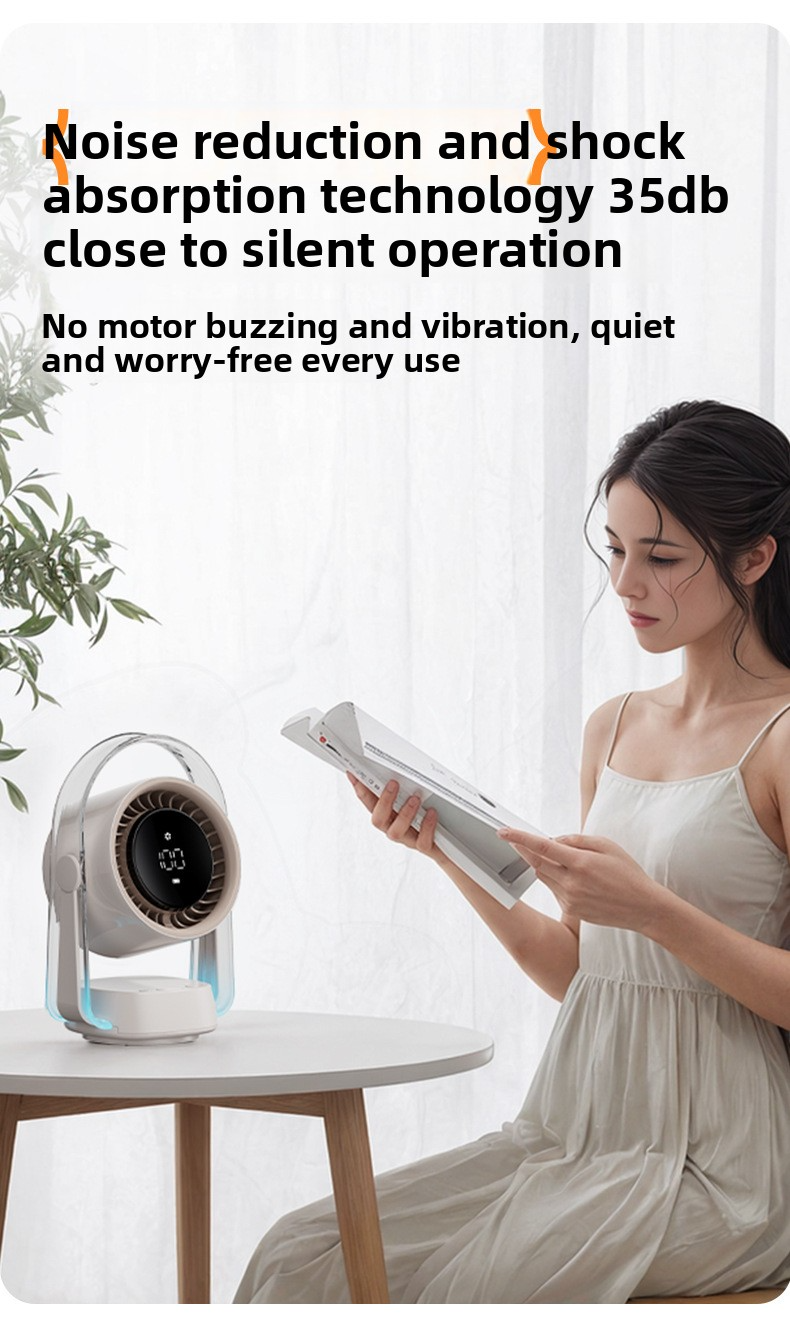 100-Speed 3D Floating Desk Fan - Turbo Cooling With Digital Display USB Rechargeable & Adjustable For Home/Office Use_voghion.com