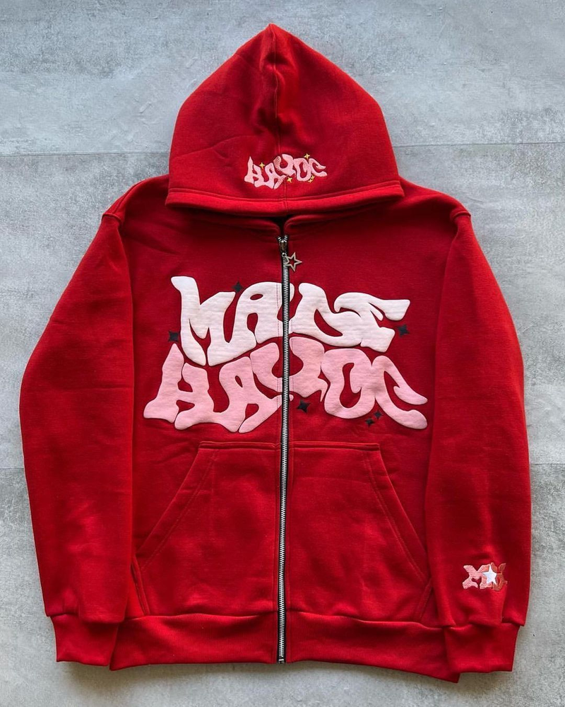 Sudadera con capucha y cremallera para hombre con estampado de letras: suave y cómoda, ideal para hombre y mujer, ropa informal en varios colores._voghion.com