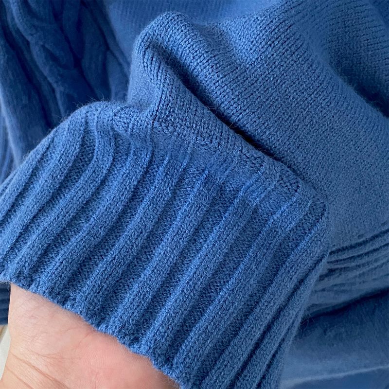 Dametøj strikkede jakkesæt, temperament, afslappet, split design, højhalset sweater, ensfarvede brede benbukser, todelt jakkesæt_voghion.com