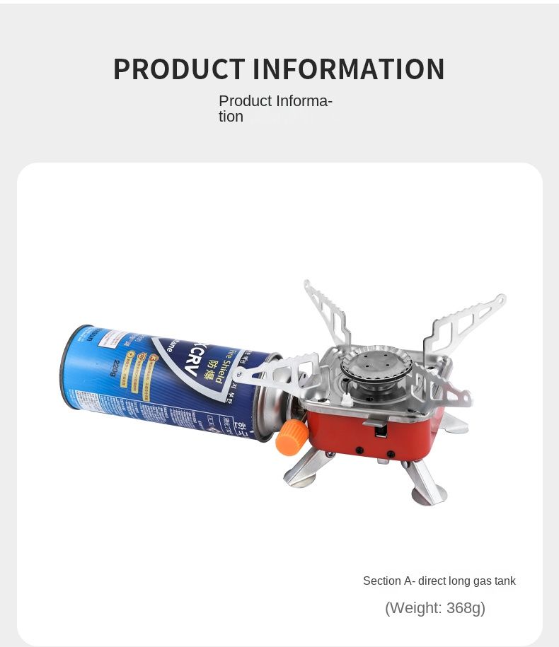 Outdoor Mini Square Herd Gaskocher, tragbarer Klappkassettenherd Campingbrenner Picknickset verbunden mit langem Gas_voghion.com