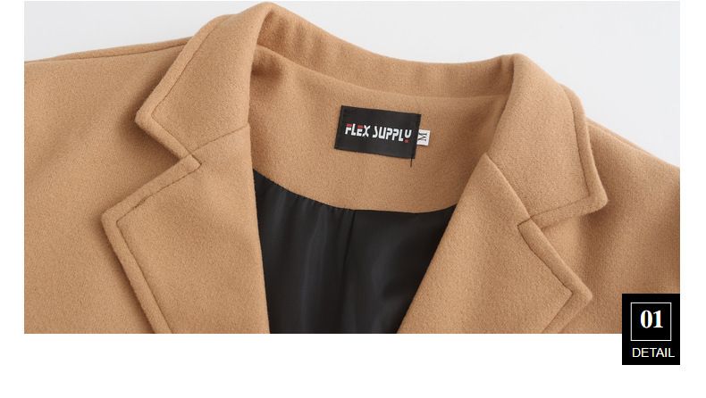 Men's Clothing Slim Mid Length Woolen Coat Single Breasted Trench Coat Slim Fit_voghion.com