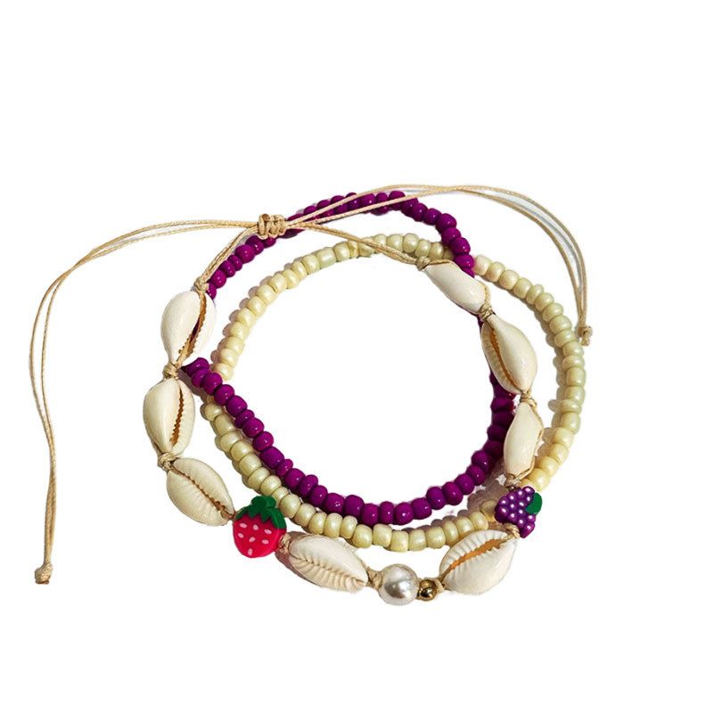 Cavigliera con ciondolo a forma di conchiglia e stella marina, stile bohémien, per accessori da spiaggia da donna_voghion.com