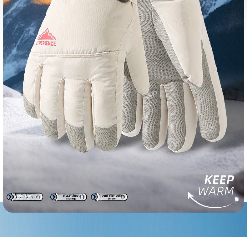 Gants de ski pour hommes et femmes, chauds, en coton, pour écran tactile, style couple, épais, coupe-vent, pour vélo électrique_voghion.com