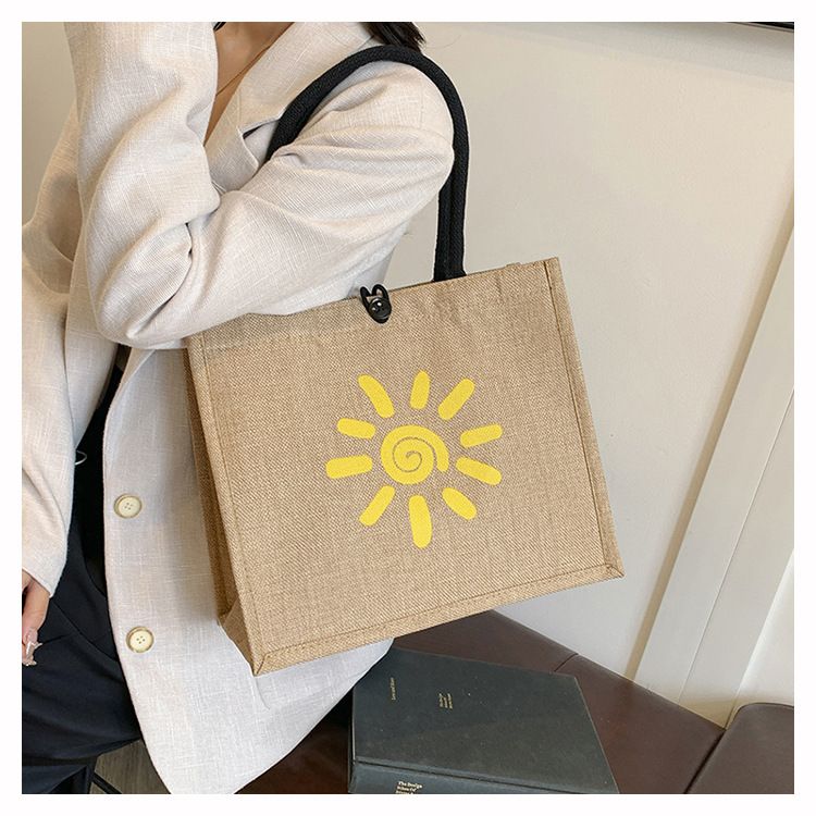 Beach Bag Thickened Large Capacity Linen Underarm Bag Shopping Bag Commuter Tote Bag Premium Casual Hand Bill Shoulder Bag Minimalism_voghion.com