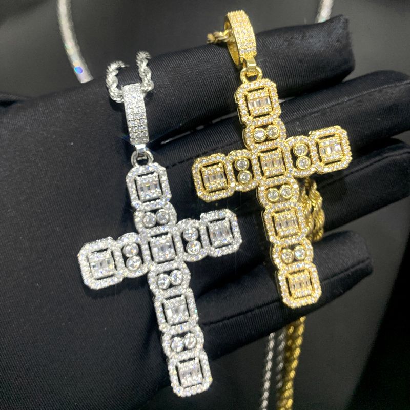 Nouveau collier pour homme avec pendentif en croix en zircon tendance Hip Hop_voghion.com
