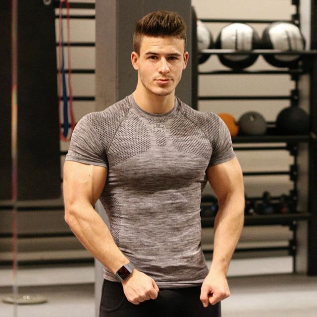 Muscle Fitness Brother Men's Running Training T-shirt High Elastic Breathable Quick Drying Short Sleeve Round Neck Tight_voghion.com