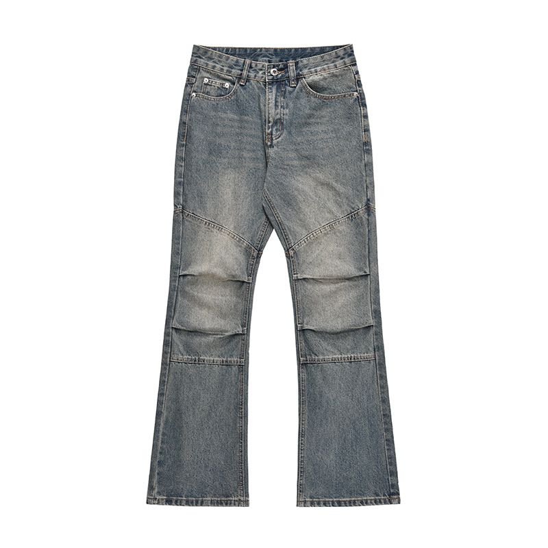 Vintage Washed Denim Jeans – Mid-Rise Bootcut Fit für Herren, Styling & Distressed Finish (S-3XL, Classic Blue)_voghion.com