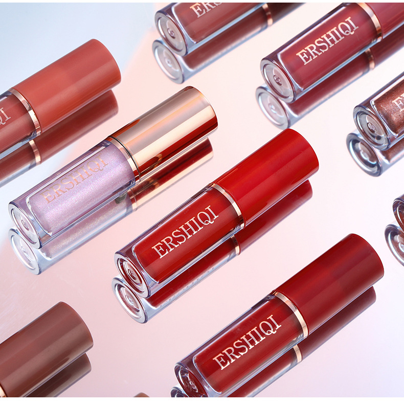 Exclusive ErshiQi 12 Color Book Matte Pearl Gloss Non Stick Cup Lip Glaze Lipstick_voghion.com