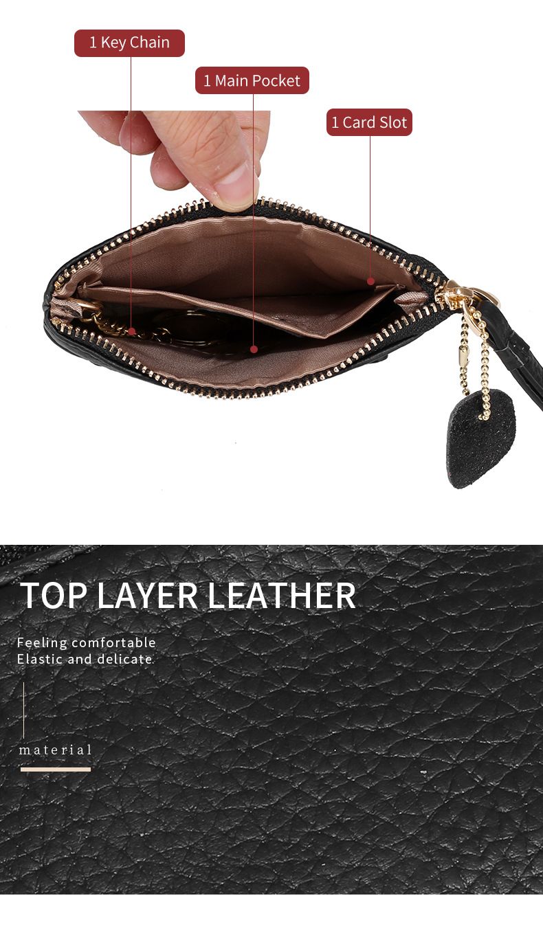 Japanese ultra-thin card creative bag, keychain, cute mini zipper, leather coin purse, women's small wallet_voghion.com