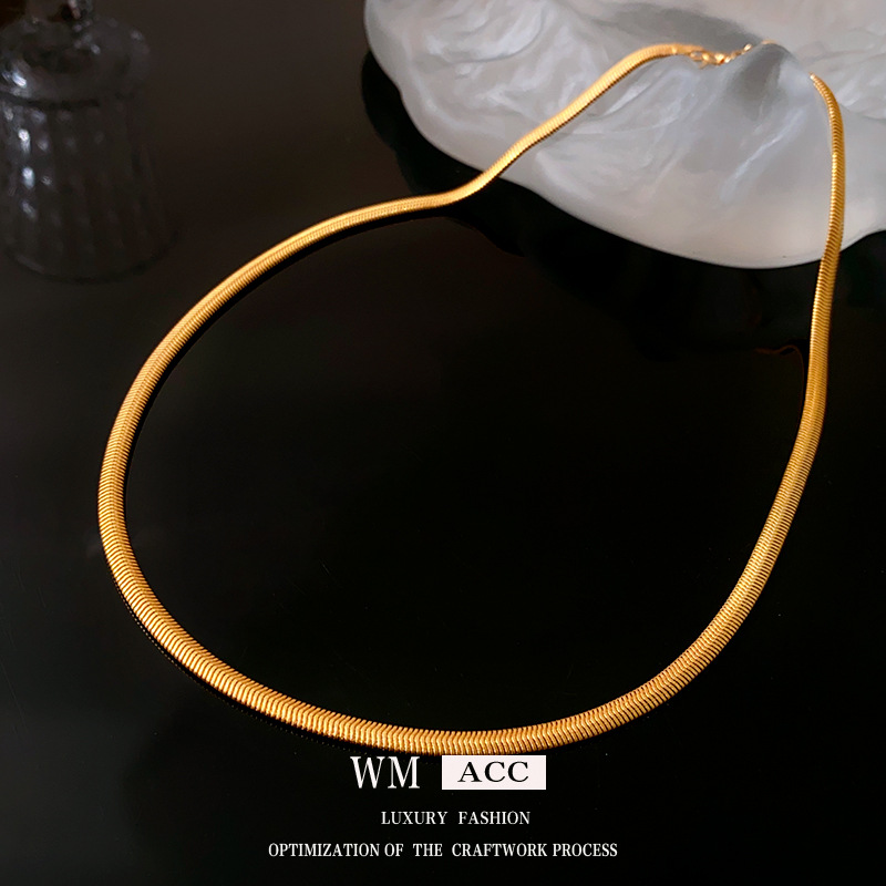 Collier de cloche en os de serpent en métal, vent froid de styliste, personnalité simple, chaîne de clavicule_voghion.com