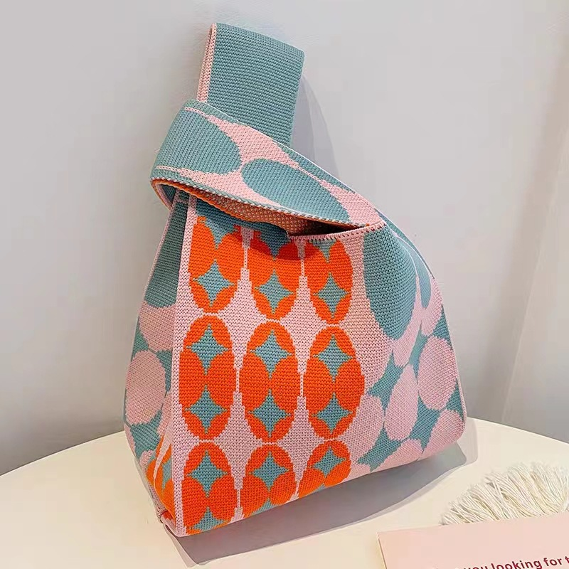 ins Panda Borsa a mano Borsa da donna Borsa in maglia Borsa a secchiello in lana con regalo a mano Borsa tote Borsa per il pranzo in scatola_voghion.com