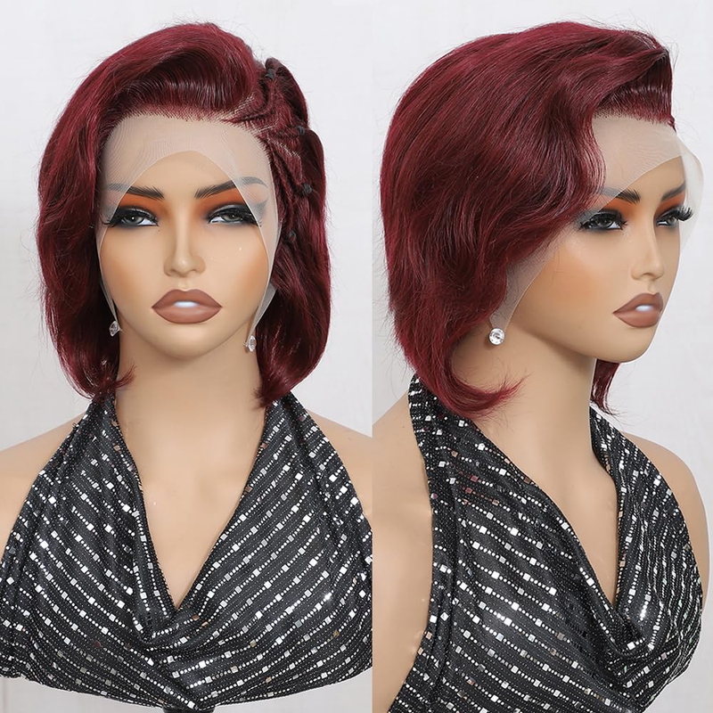 MALAIKA 13x4 Csipke Elülső Rövid Fazonú Pixie Előfonott Bob Parókák Előre Kitépett Baba Hajjal Félfonat Félegyenes Parókák Nőknek 180% Hajsűrűség_voghion.com