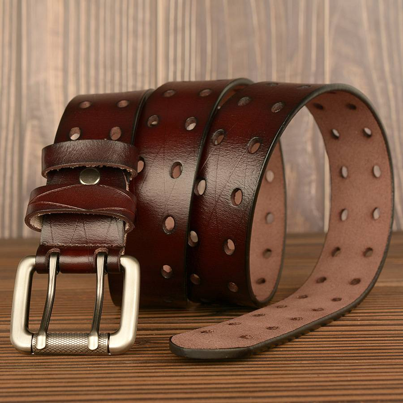 Neuer Herrengürtel mit Doppelnadelschnalle, personalisierter Ledergürtel, lässiger Jeansgürtel für Herren_voghion.com