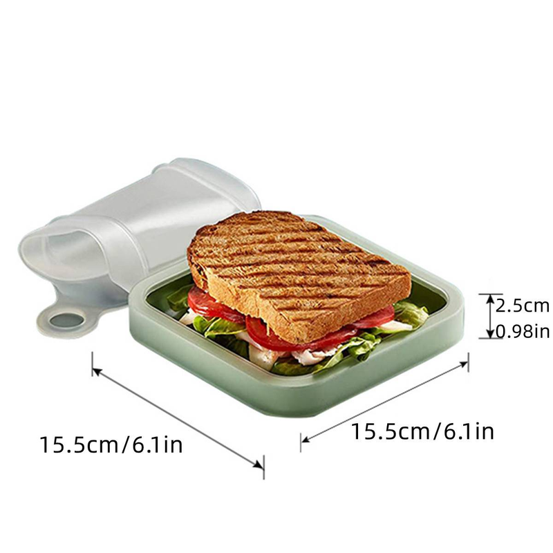 1pc Green Transparent Silicone Sandwich Toast Bento Box, Portable Outdoor Bread Fresh-Keeping Storage Box, Student Office Worker Lunch Box_voghion.com