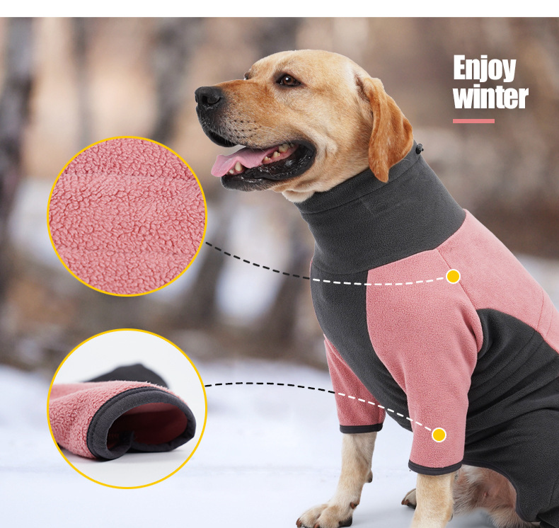winter dog clothes adjustable full surround four legged thick warm cotton clothes high collar plus velvet dog cotton clothes_voghion.com