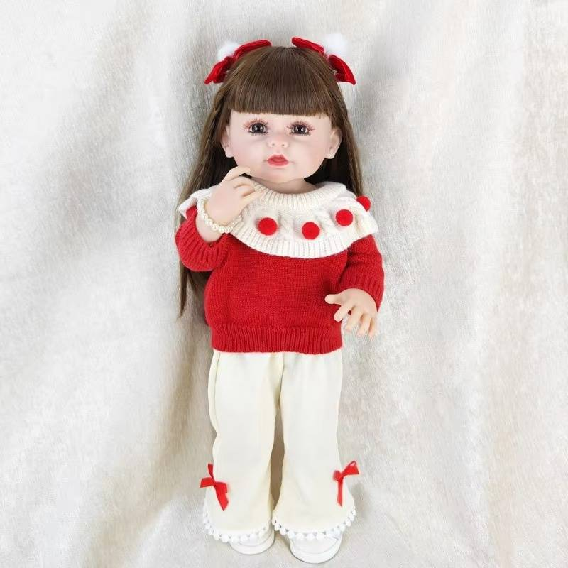 55 cm Pinchable Reborn Puppe Mädchen Kinder Bade Begleiter Waschbar Spielzeug Simulation Baby Puppe Kleinkind Weihnachten Neujahr Geschenk_voghion.com