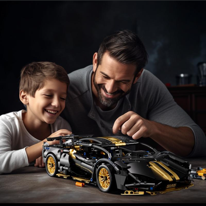 Stavební bloky stavební bloky montáž puzzle model hračky černé zlato cyberpunkové závodní auto_voghion.com