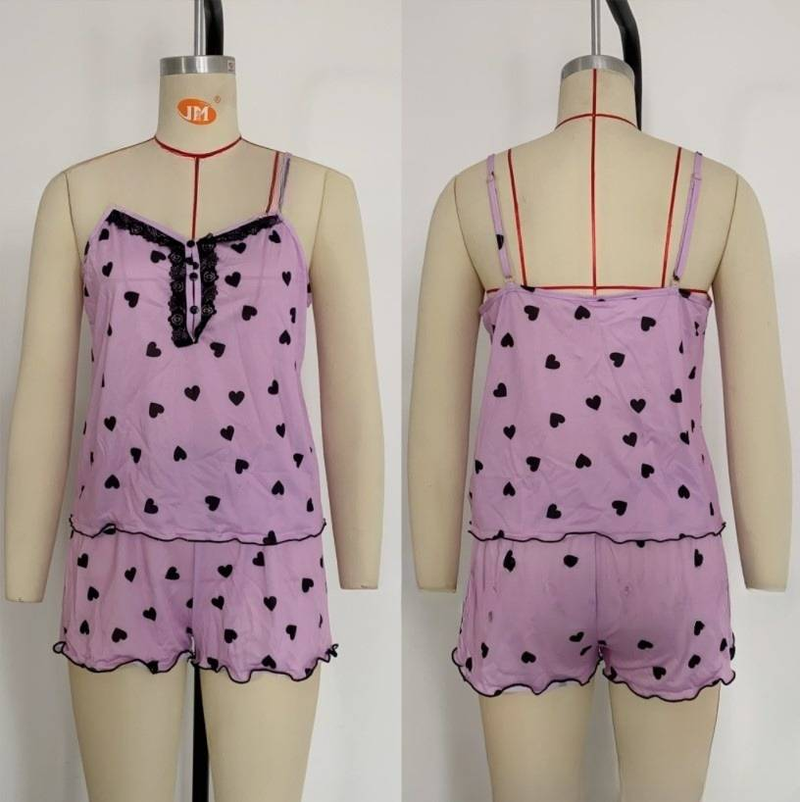 Women's Intimates New V Neck Pamas Women Comfortable Home With Button Lace Suspenders Shorts Trousers Suit_voghion.com