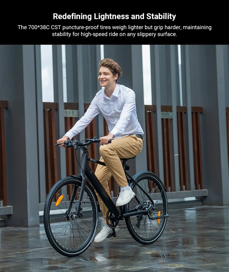 DYU Stroll 1 Bici elettrica 250W 27'' Bici da città per pendolari con batteria da 36V 9Ah, doppio freno a disco idraulico_voghion.com