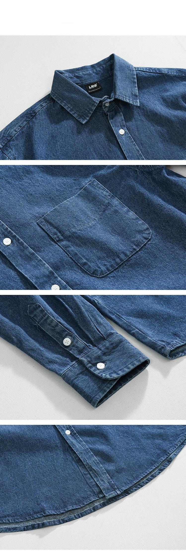Camicia da lavoro a maniche lunghe in denim lavato e usurato, da uomo_voghion.com