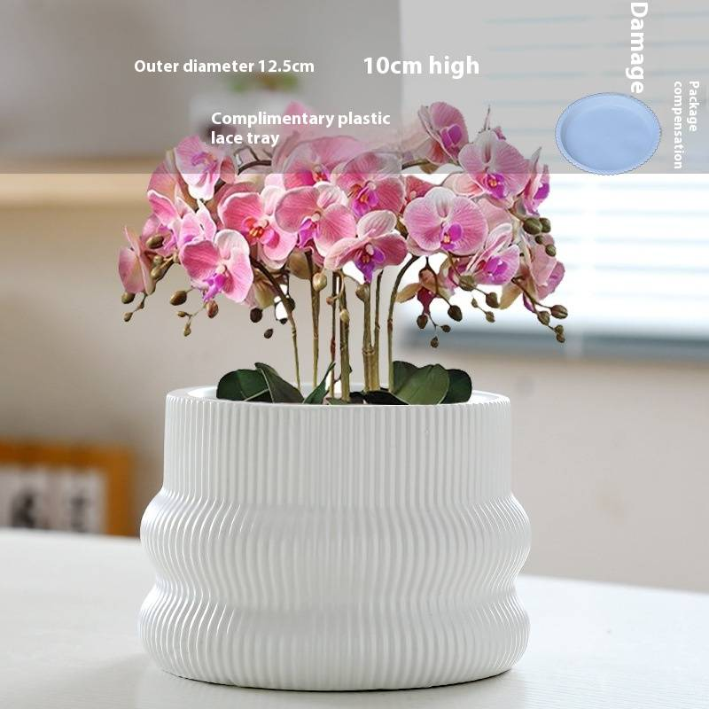 Keramik-Blumentopf mit Untertasse – Stilvolles Wohndekor für Sukkulentenpflanzen – Modernes und elegantes Design_voghion.com