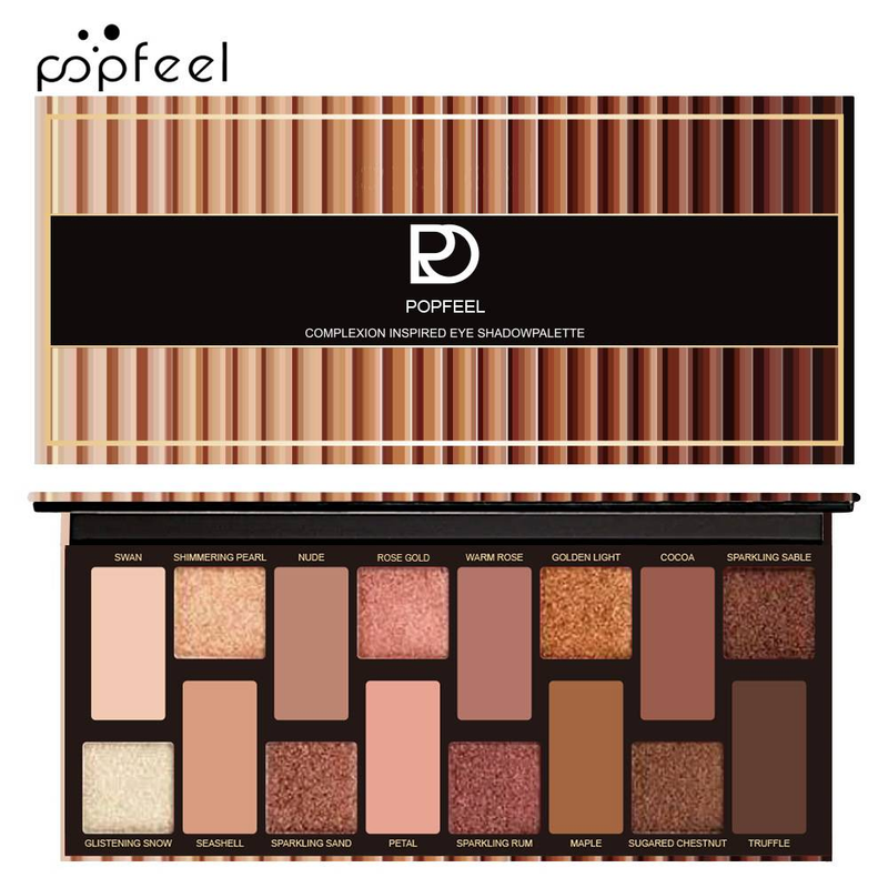 Nouvelle palette de fards à paupières POPFEEL 16 couleurs : un look naturel, léger et fumé, des tons terre bruns froids pour un maquillage profond et tridimensionnel._voghion.com