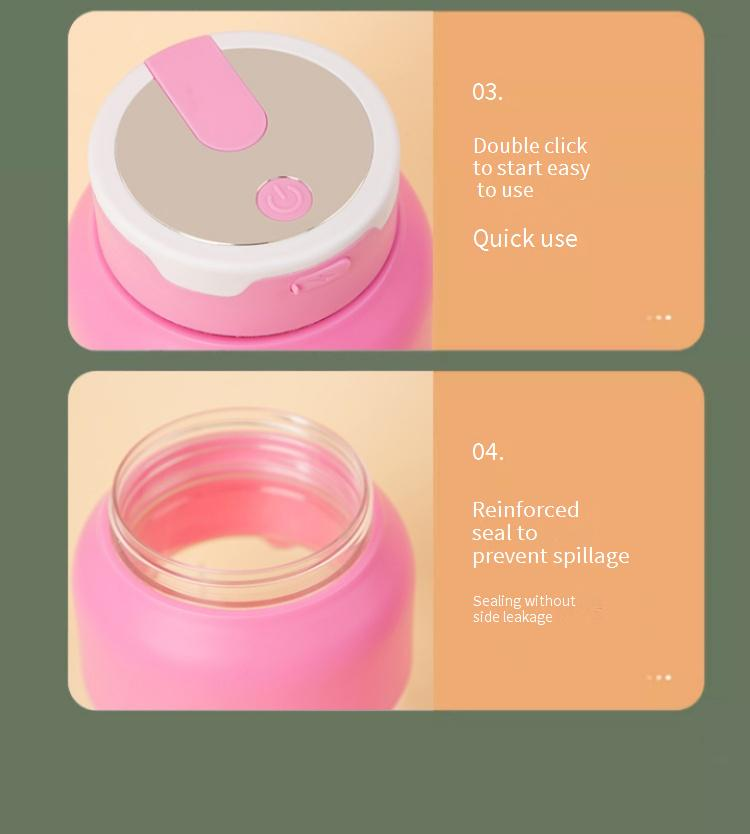Portable Mini Blender Cordless USB Rechargeable Personal Smoothie Maker With 12-Blade Grinding System, 500ml BPA-Free Tritan Cup For Juice & Shakes_voghion.com