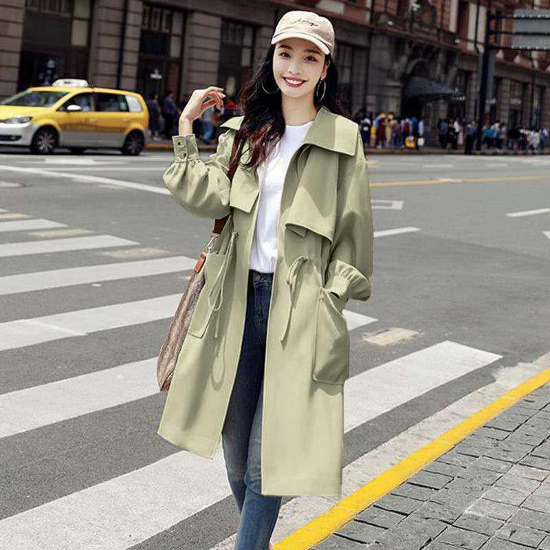 Women's Clothing Coat Waist Slim Mid Length Elegant British-Style Slim-Fit Trench Coat Waist-Defining, Flattering Silhouette, Lightweight & Stylish_voghion.com