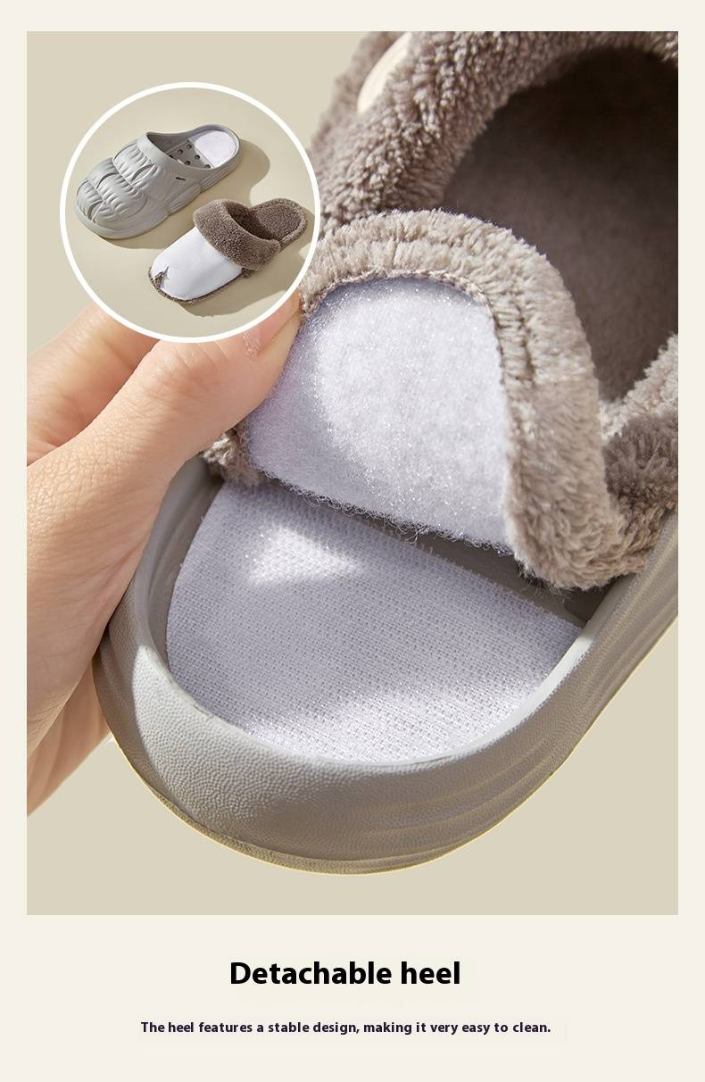 Waterproof Slippers For Women New Autumn And Winter Plush Warm Non Slip Indoor Home Thick Soled Detachable Cotton Slippers For Women_voghion.com
