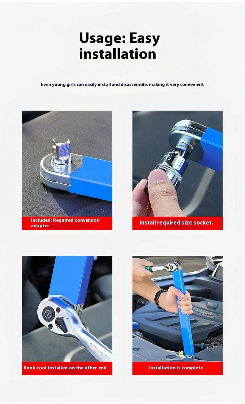 Multi-Function Extension Ratchet Wrench Tool - Universal Long Handle Dual-Ended Ratchet With Extension Bar, High Carbon Steel_voghion.com