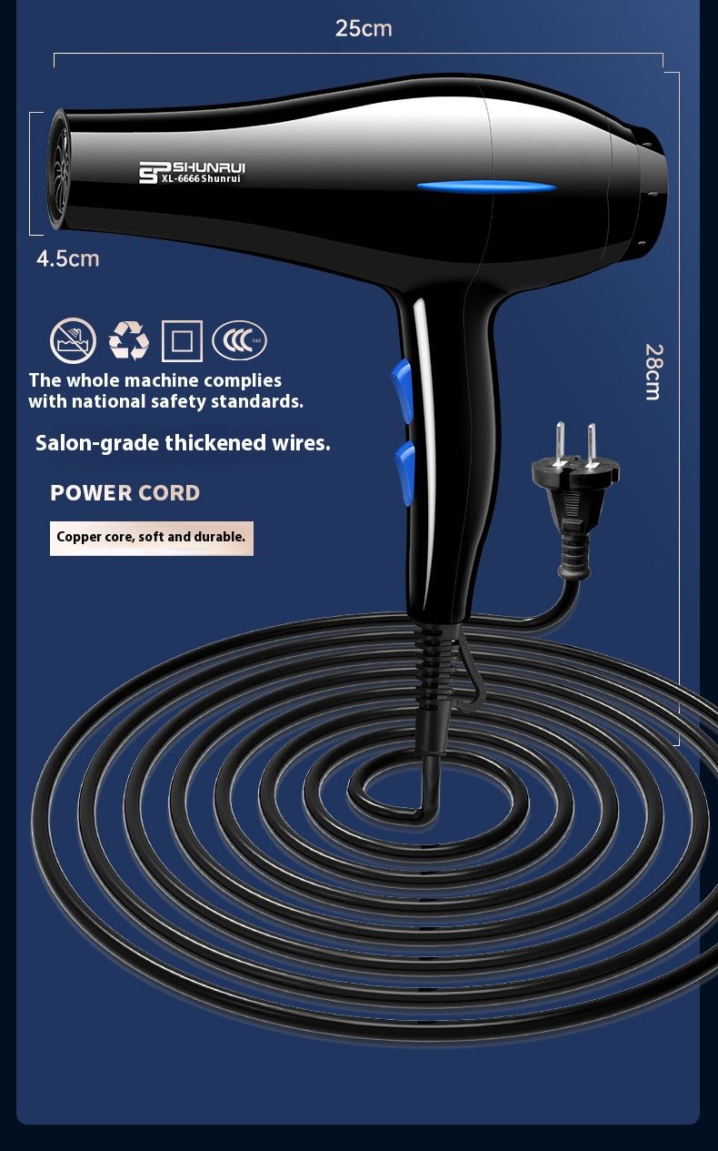 Hair Dryer - 1200W Ionic & Blue Light, 4 Speed Settings, Cold/Hot Air, DC Motor - EU/US/UK/JP Plug (220V/110V) - Salon & Travel Use_voghion.com