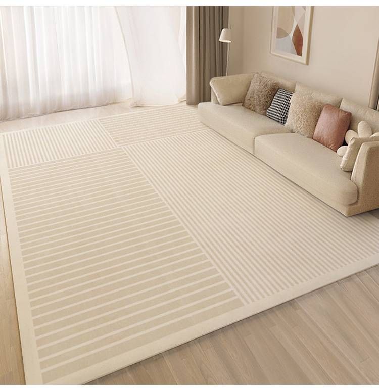 Alfombra moderna de lujo: suave, estilo bohemio chic francés para salón, sofá y mesita de noche. Estilo minimalista escandinavo, antideslizante._voghion.com
