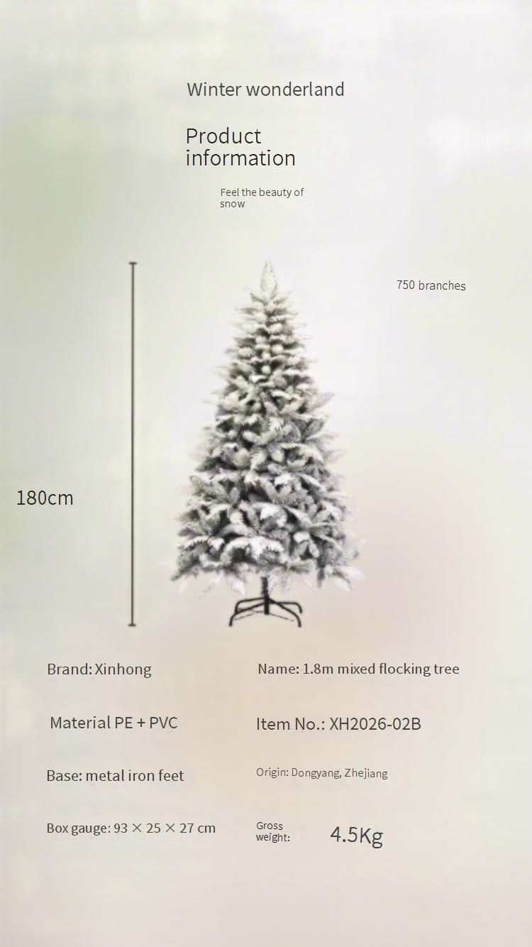 Premium Flocked PE Christmas Tree – Realistic Snow-Covered Branches, Durable Metal Stand, Multiple Sizes (1.5m/1.8m/2.1m/2.4m) For Home_voghion.com