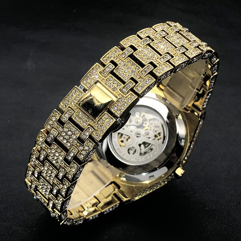 Men's watch, hip-hop style, luxurious, all diamond, silver module, Seton tourbillon, mechanical clock, fashionable_voghion.com