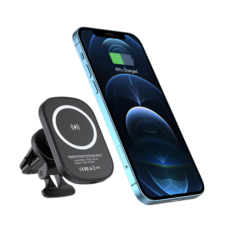 Uusi magneettinen langaton autolaturi 15 W pikalatauspuhelimen navigointiteline Soveltuu iPhone 12/13:lle_voghion.com