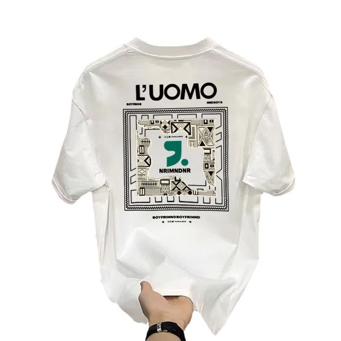Creative Trendy Brand Short Sleeved T-shirt For Men's Summer New Slim Fit Versatile Round Neck Printed Casual Half Sleeved T-shirt Top_voghion.com