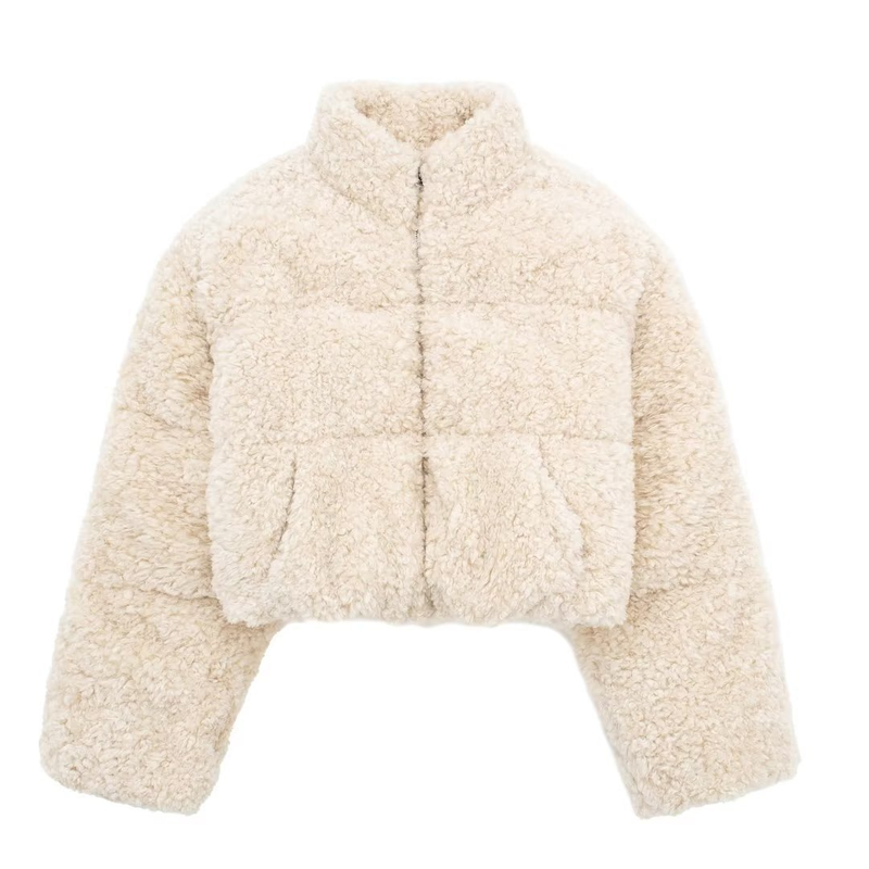 Women's fleece short slim-fit padded jacket jacket_voghion.com