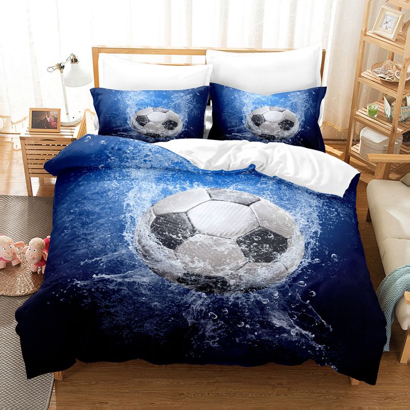 Fußball-Druck Dreiteiliges Set 3D Digital Bettwäsche Set Bettlaken Quilt Set Zweiteiliges Set_voghion.com