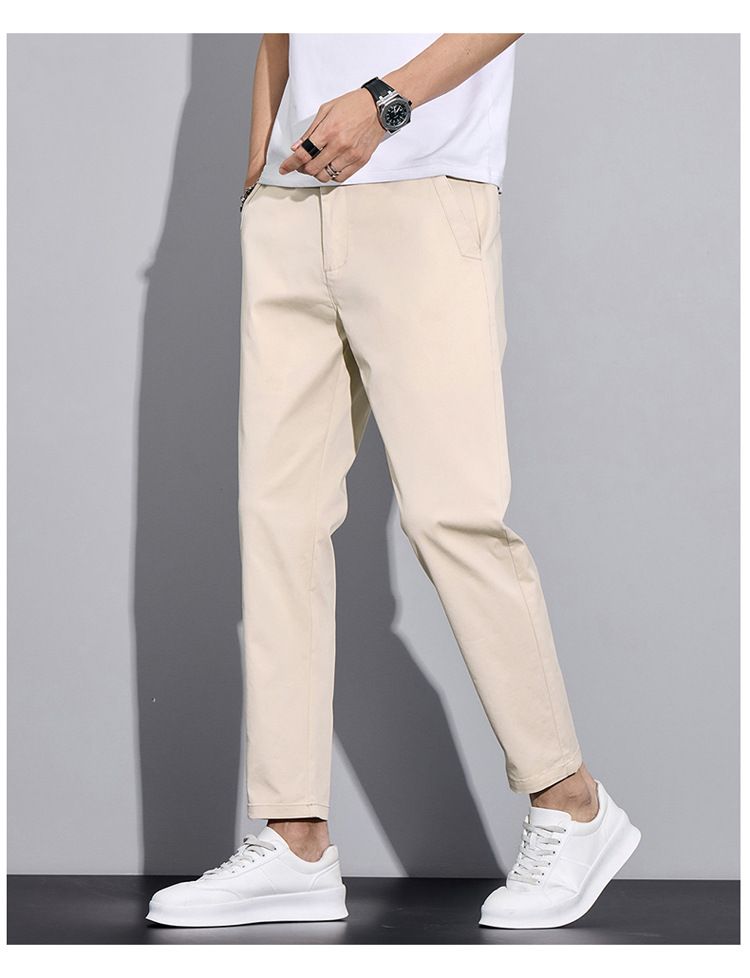 Men's Clothing Summer Nine Points Casual Pants Men's Fashion New Elastic Straight Boys' Trousers Slim Fit Pants Men_voghion.com