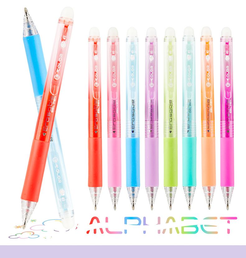 Canetas de gel apagáveis S902 Click, ponta fina de 0,7 mm, 24 cores vibrantes para escrita e desenho suaves, tinta de secagem rápida e antiborrões, ideal para estudantes_voghion.com